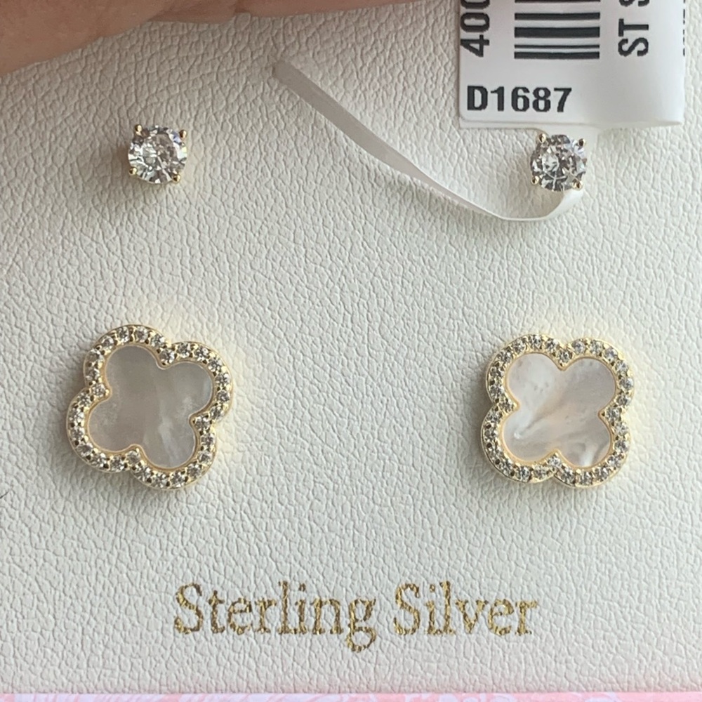 925 Sterling Silver CZ Push Back Earrings
